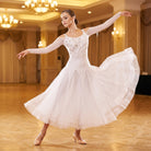 Diagonal Rhinestone Ballroom Dance Dress Strap Shoulder Tulle Skirt