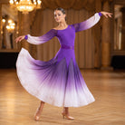 Purple Ombre Ballroom Dance Dress One Shoulder Ring Buckle Waist