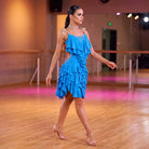 Rhinestone Latin Dance Dress Multi Tier Ruffle Skirt Competition