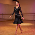 Sequin Fringe Latin Salsa Dance Dress Crossed Back Flared Skirt