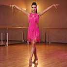 Keyhole Fringe Latin Salsa Dance Dress Side Cutout Ragged Hem