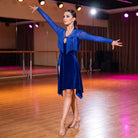 Velvet Fringe Latin Salsa Dance Dress Crystal Keyhole Pointed Hem