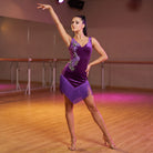 Velvet Bloom Latin Salsa Dance Dress Embroidered Vine Fringe Hem
