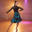 Animal Print Skirt Latin Salsa Dance Dress Mesh Yoke Fishtail Hem