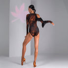 Snake Print snake print fringe dance bodysuit, back view