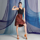 Brown burnout floral wrap Latin dance hip scarf, front view