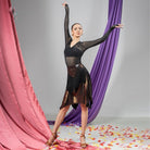 Black & Gold metallic fringe Latin dance skirt for salsa practice, front view