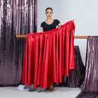 Red paso doble cape flamenco dance skirt, front view