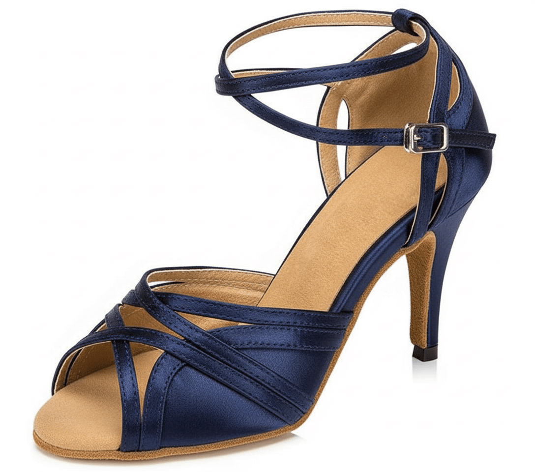 TTdancewear salsa dance shoes in navy blue with suede sole