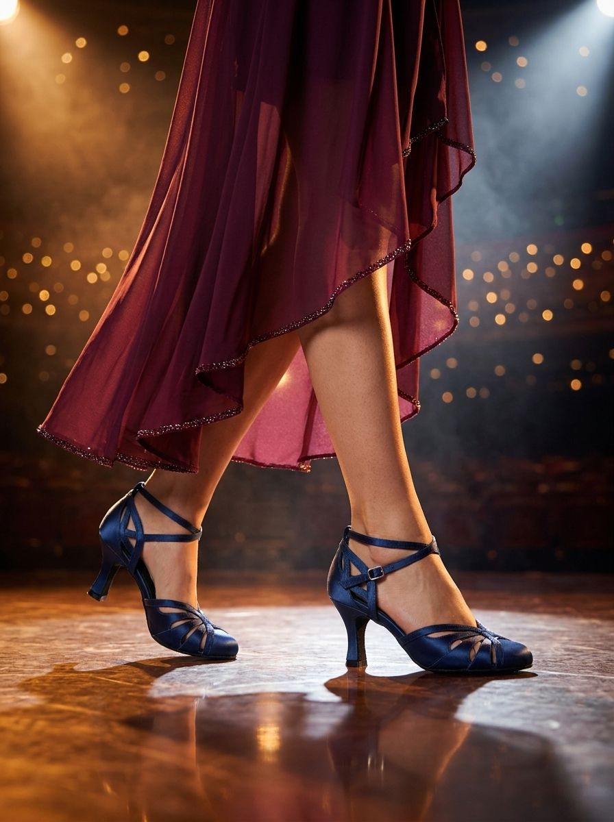 Comfortable Ballroom Dance Shoes Closed Toe Navy Blue