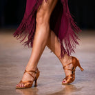 Dark Tan Satin Ballroom Practice Shoes Latin Salsa Dance Shoes