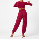 Draped Latin Dance Pants High Waist Tapered Cuff Practice Trousers, view 2