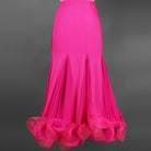 Hot pink ballroom dance skirt with organza ruffle hem for smooth and standard dance