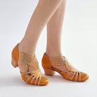 Tan rhinestone Ballroom & Latin dance shoes — side view