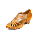 Tan rhinestone Ballroom & Latin dance shoes