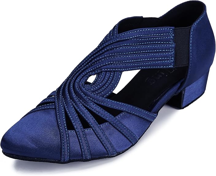 Blue Women's Tango Shoes Low Heel Ballroom Dance Shoes Low