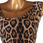 Leopard print latin dance dress bodice detail with the scooped neckline