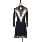 Black bead fringe latin dance dress rear view showing the open oval back