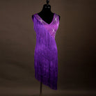 Purple latin dance dress with spiral wound tassel fringe