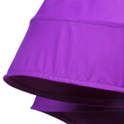 Close view of the purple fishtail hem layers