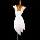 White stone scatter latin dance dress rear view showing the cutout waist