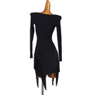Black ruched front latin dance dress rear view showing the low back