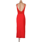 Red camisole latin dance dress rear view with the thin straps
