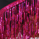 Close view of the rose sequin fringe strands