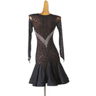 Leopard mesh latin dance dress rear view showing the sheer back
