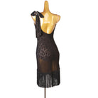 Sheer leopard mesh latin dance dress side view showing the print