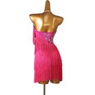 Rose red ladder cutout latin dance dress rear view showing the open back