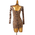Leopard print latin dance dress rear view showing the low back