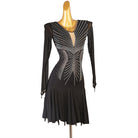 Black crystal motif latin dance dress rear view with the low back