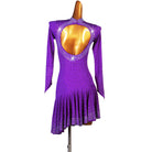 Purple stone scatter latin dance dress rear view showing the keyhole back