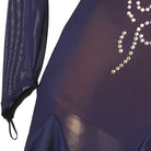 Close view of the mesh sleeve and the stone scroll motif