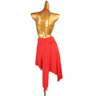 Red bloom latin dance dress rear view showing the bare back