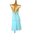 Pale blue cloud latin dance dress rear view with the laced back