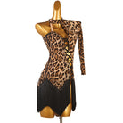 Leopard corset latin dance dress rear view with the open back