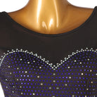 Close view of the crystal swags strung under the mesh yoke