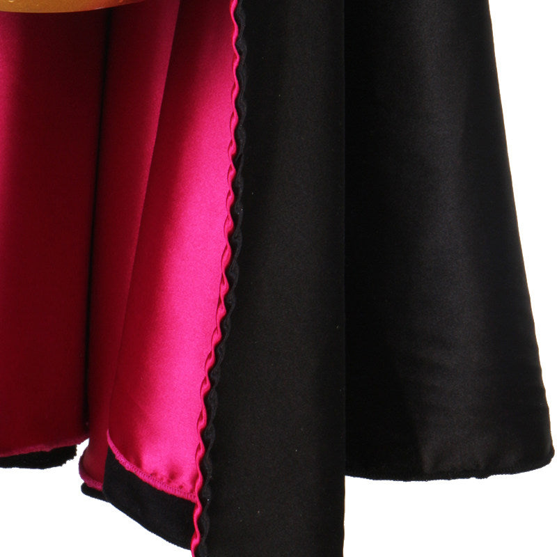 Close view of the bright lining showing inside the skirt hem