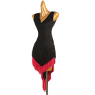 Two tone chevron fringe latin salsa dance dress front view with the V neckline