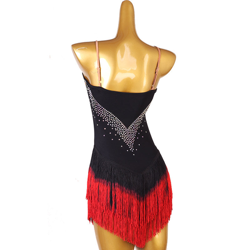 Black stone bust latin salsa dance dress rear view with the open back