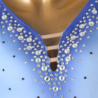 Close view of the stones gathered around the strap ladder neckline