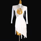 White stone yoke latin salsa dance dress rear view showing the open back