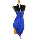 Blue ombre stone latin salsa dance dress angled view showing the shading