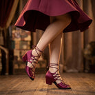 West Coast Swing Shoes Lace-Up Wine Red