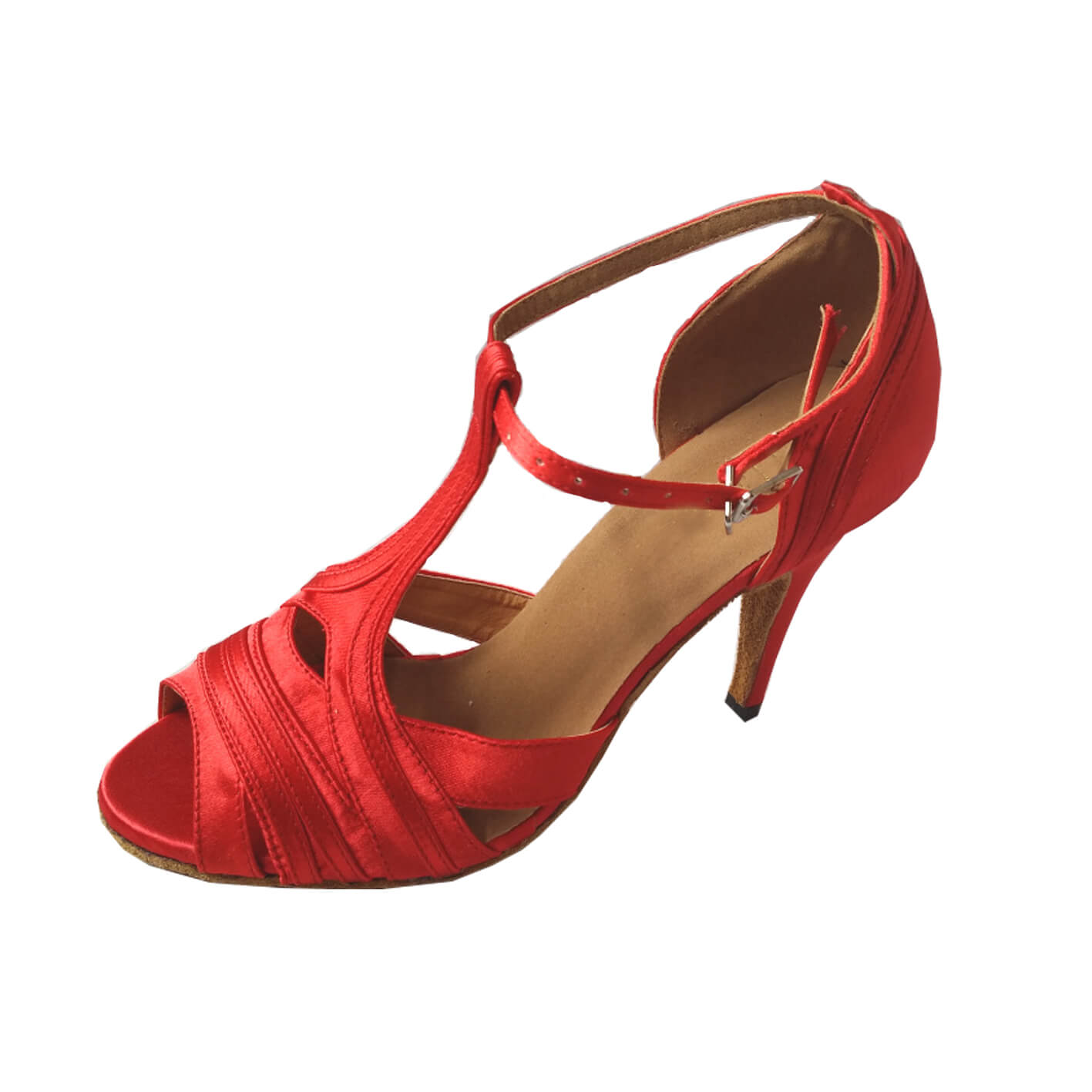 Hot Red Satin Ballroom Dance Shoes Latin Salsa Dancing Shoes