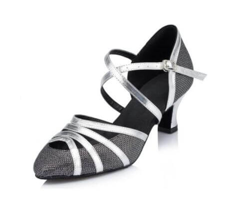 Grey Glitter Closed Toe Ballroom Dance Shoes Latin Salsa Dance Shoes