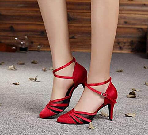 Red Closed Toe Ballroom Dance Shoes Latin Salsa Dance Shoes