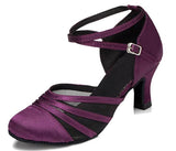Purple Ballroom Dancing Shoes Latin Salsa Closed Toe Dance Shoes
